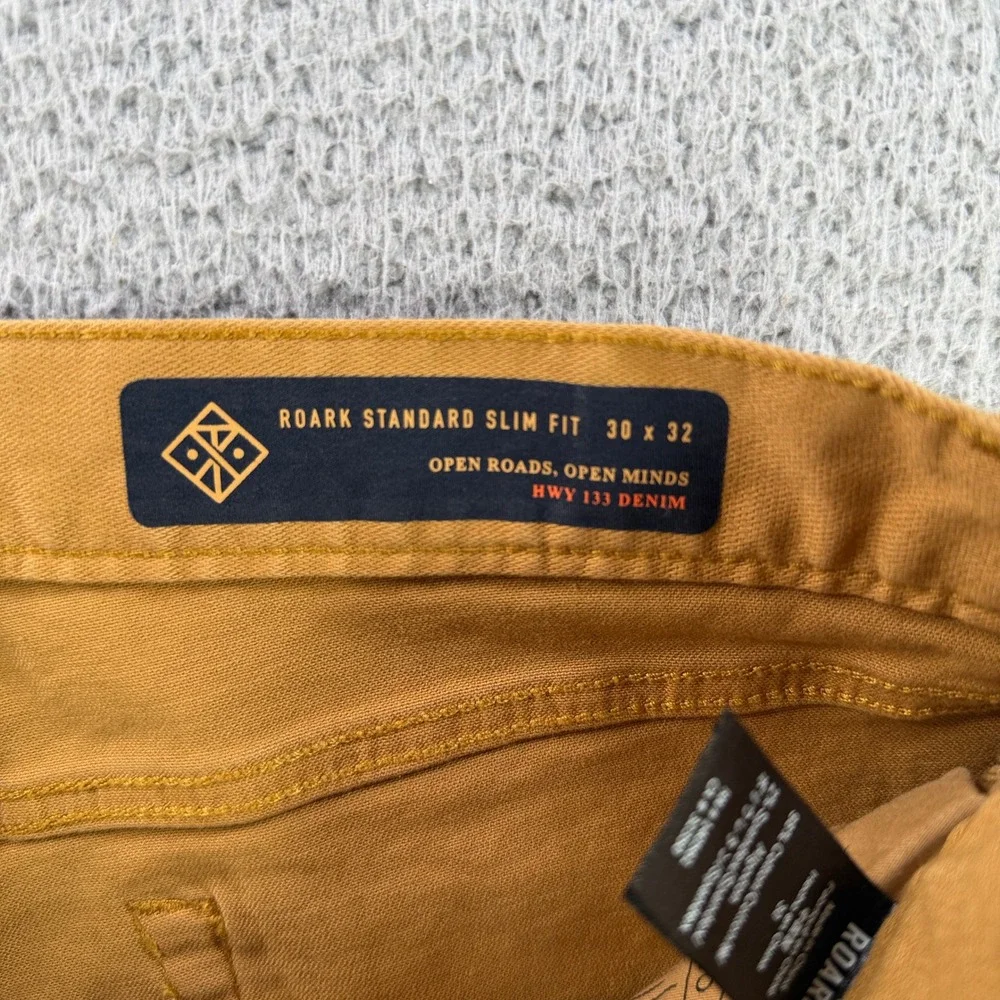 Roark Jeans Mens 30x32 Mustard Yellow HWY 133 Standard Slim Fit Stretch Denim